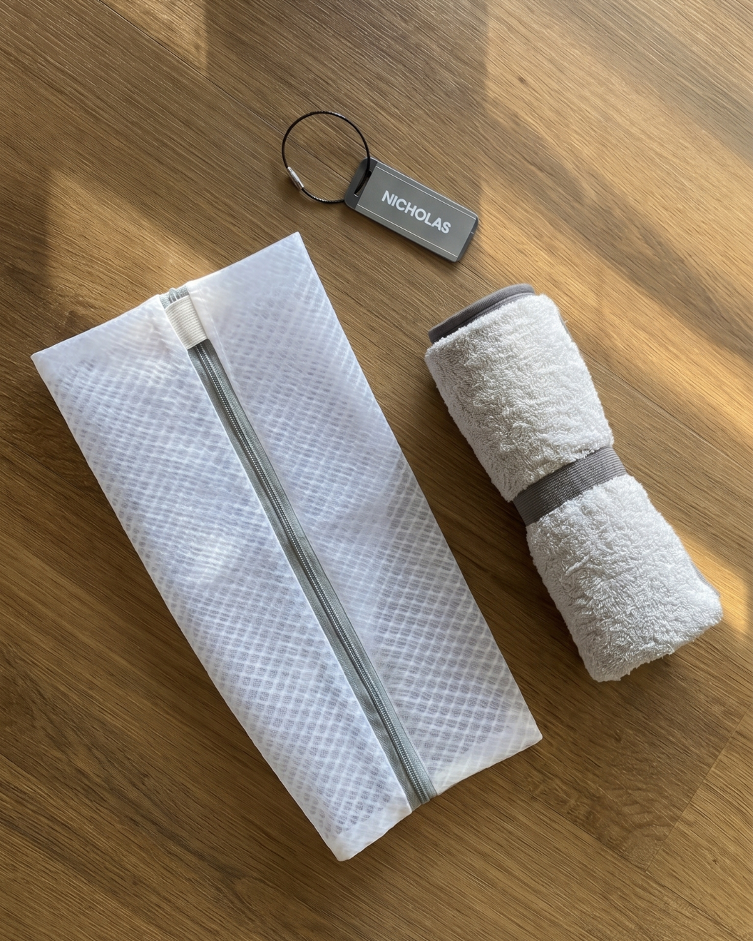 Bundle of Veroma bamboo cotton gym towels showing soft, absorbent fabric in natural shades for workout and sports activities.